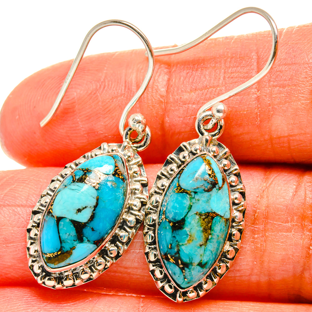 Blue Copper Composite Turquoise Earrings handcrafted by Anasilvercos - EARR425637
