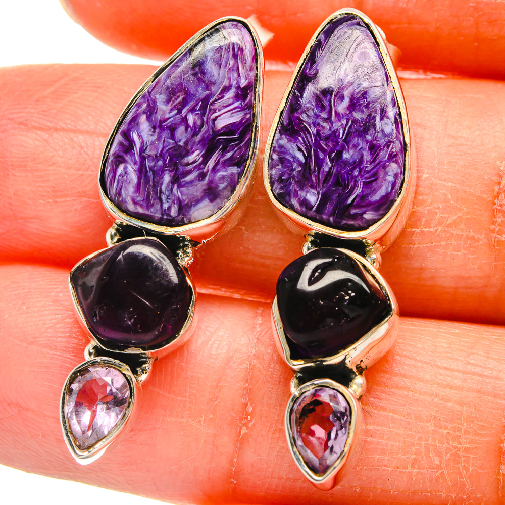 Charoite Earrings handcrafted by Anasilvercos - EARR425651