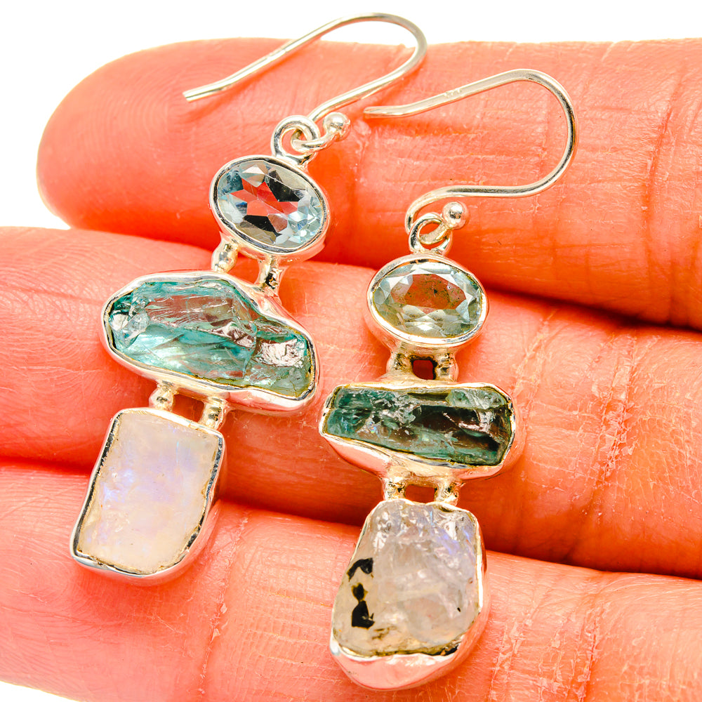 Rainbow Moonstone Earrings handcrafted by Anasilvercos - EARR425658