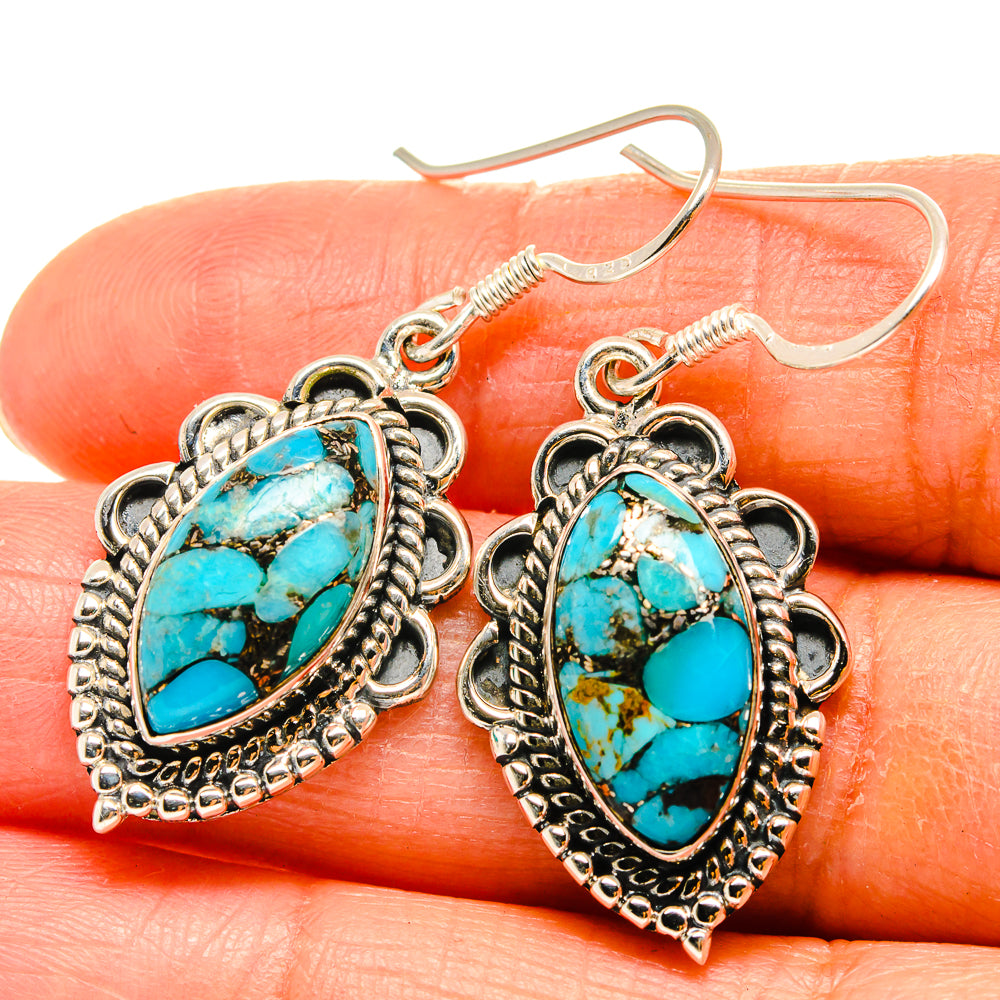 Blue Copper Composite Turquoise Earrings handcrafted by Anasilvercos - EARR425677