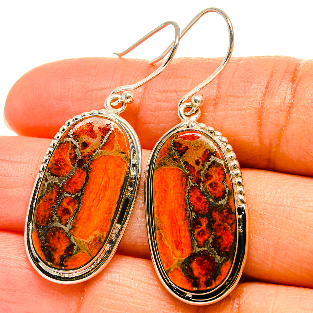 Orange Copper Composite Turquoise Earrings handcrafted by Anasilvercos - EARR425679