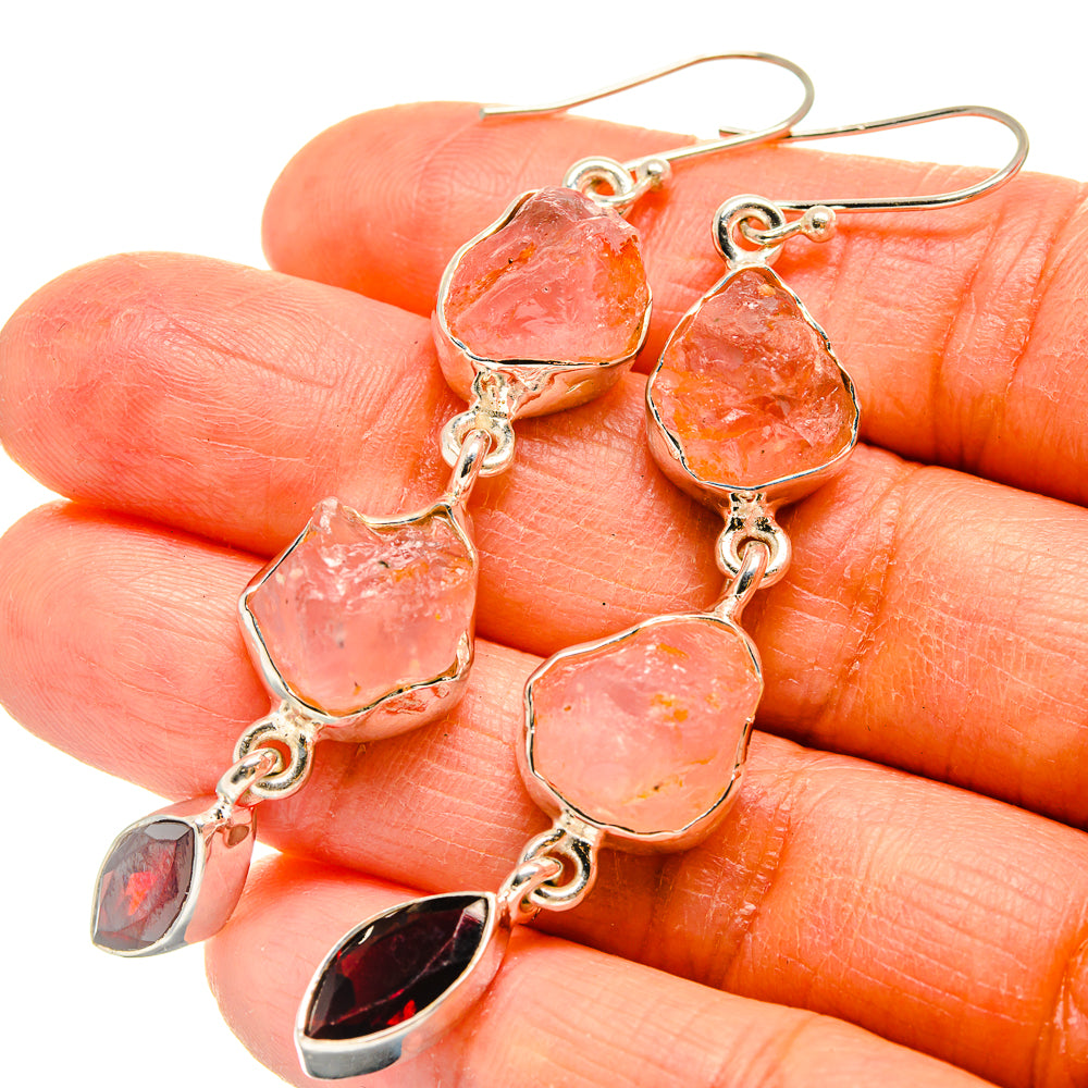 Rose Quartz Earrings handcrafted by Anasilvercos - EARR425686