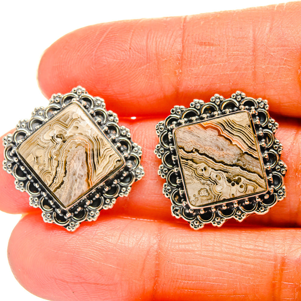 Laguna Lace Agate Earrings handcrafted by Anasilvercos - EARR425707