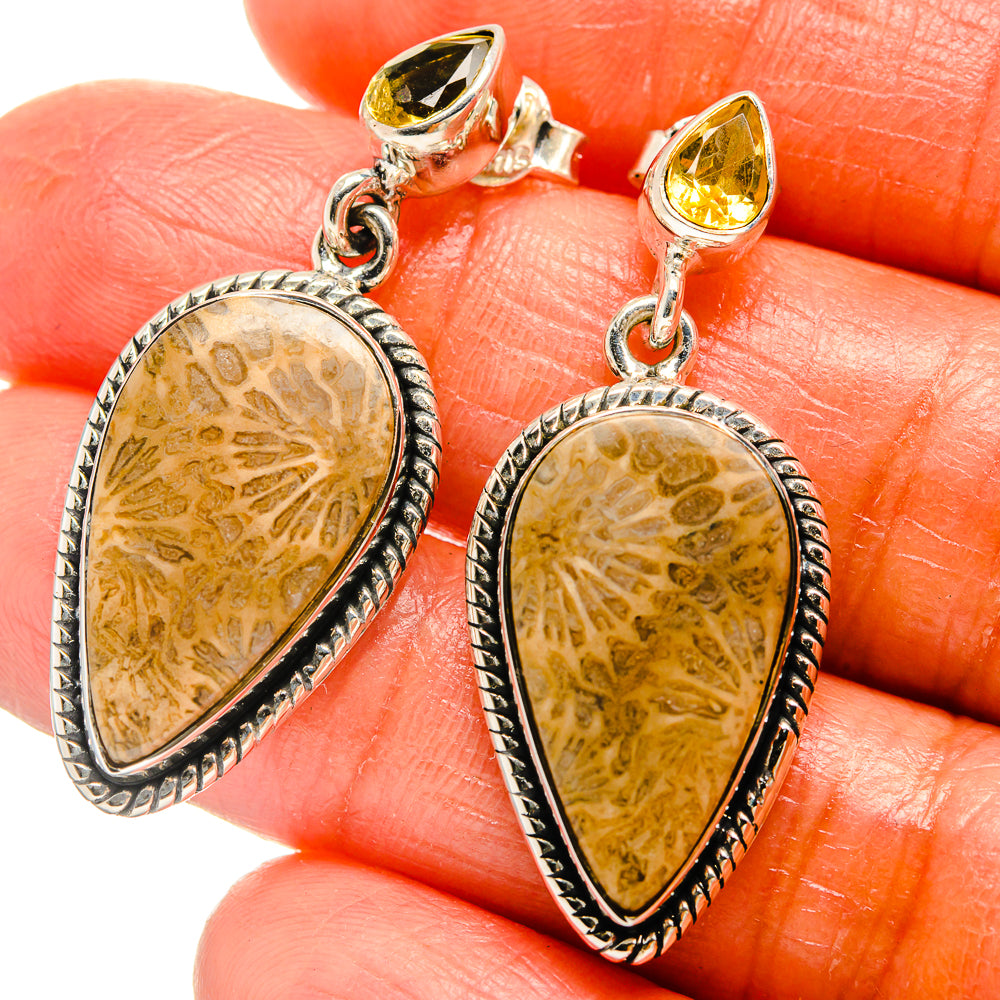 Fossil Coral Earrings handcrafted by Anasilvercos - EARR425718