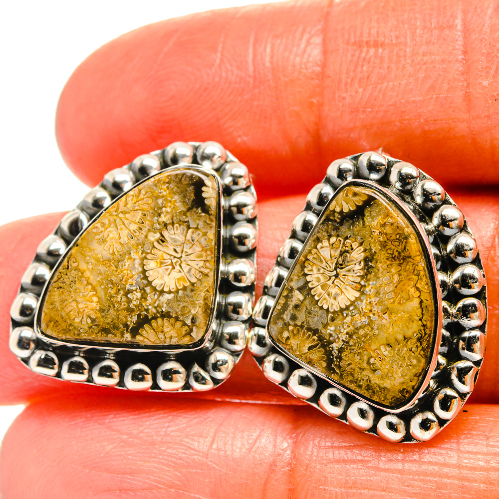 Fossil Coral Earrings handcrafted by Anasilvercos - EARR425720