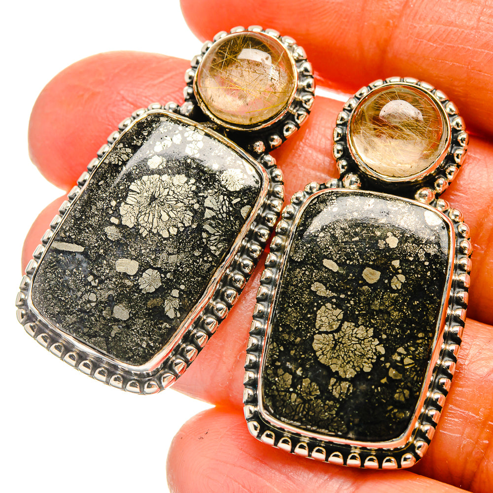 Pyrite Agate Earrings handcrafted by Anasilvercos - EARR425728