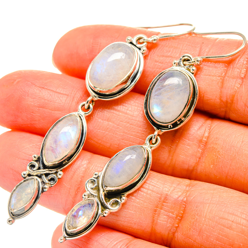 Rainbow Moonstone Earrings handcrafted by Anasilvercos - EARR425736