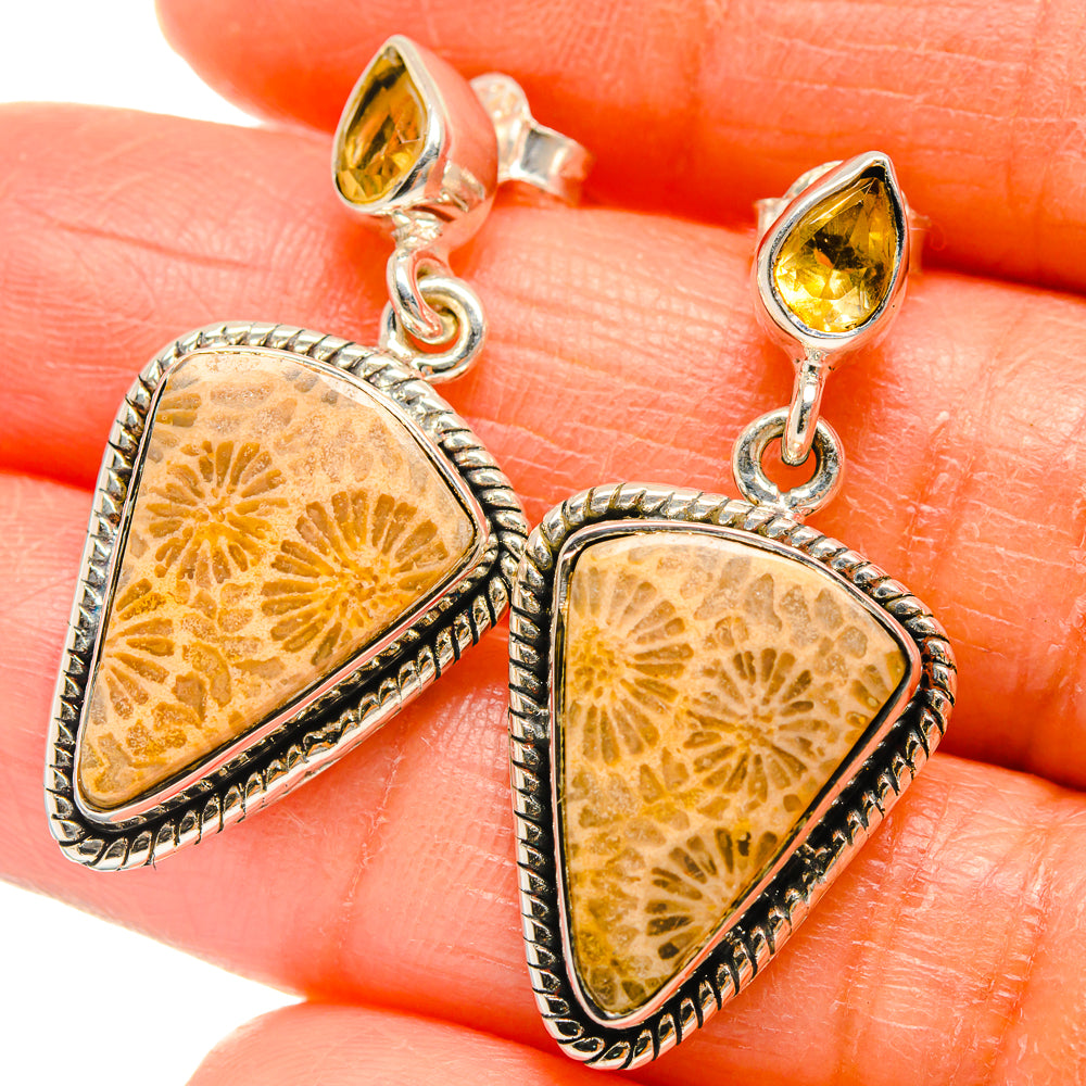 Fossil Coral Earrings handcrafted by Anasilvercos - EARR425751