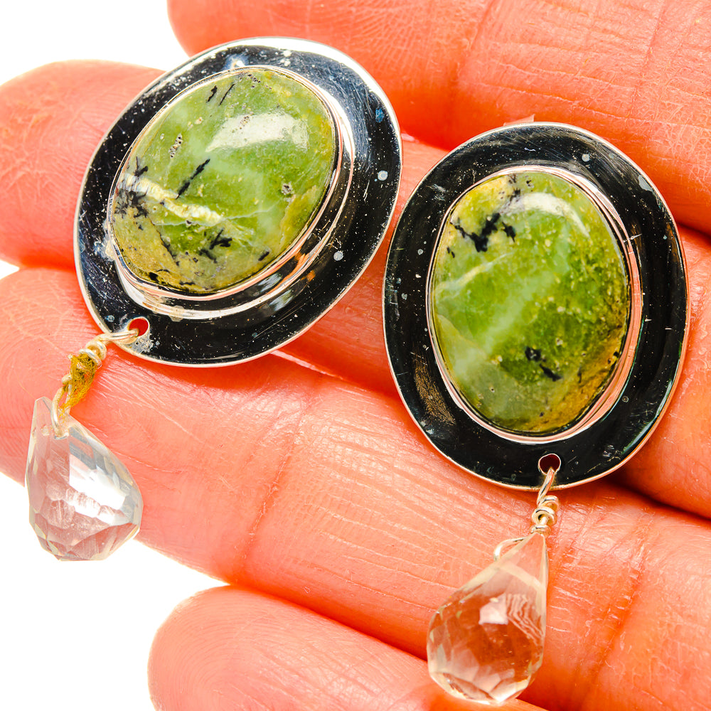 African Green Opal Earrings handcrafted by Anasilvercos - EARR425772