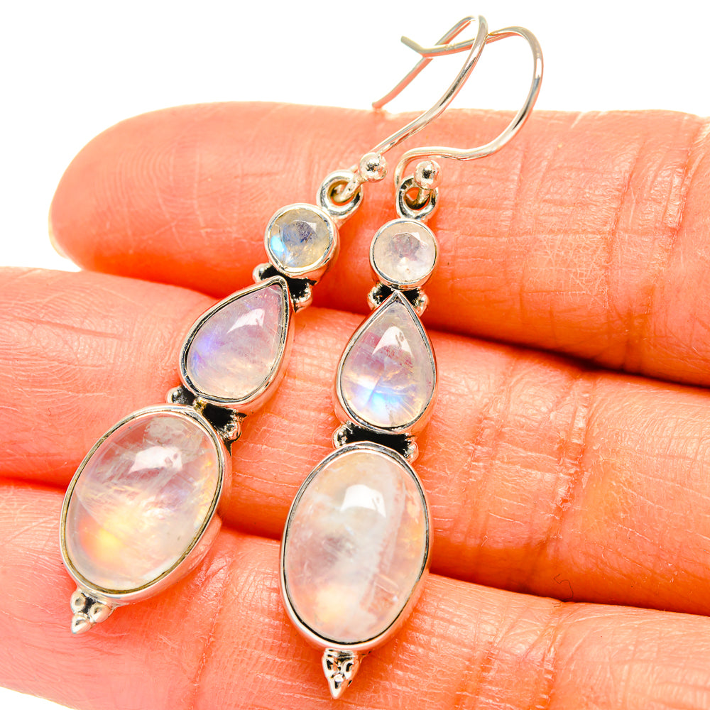 Rainbow Moonstone Earrings handcrafted by Anasilvercos - EARR425777