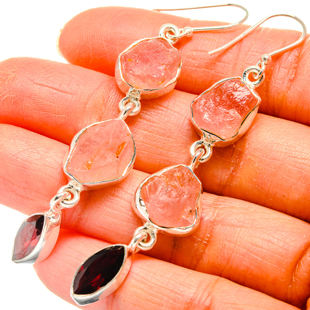 Rose Quartz Earrings handcrafted by Anasilvercos - EARR425786