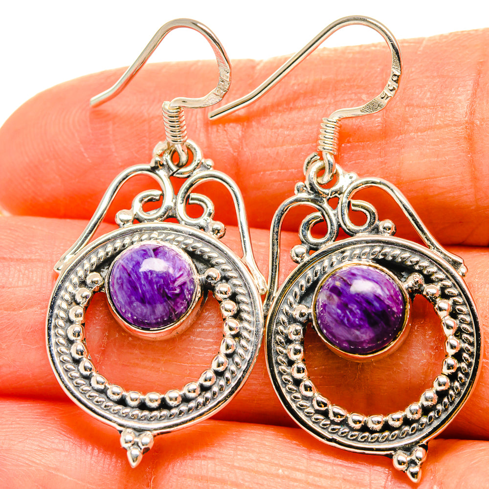 Charoite Earrings handcrafted by Anasilvercos - EARR425789