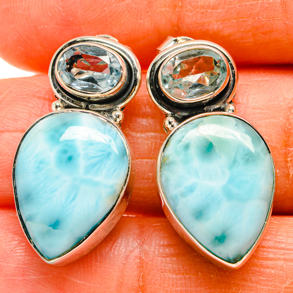 Larimar Earrings handcrafted by Anasilvercos - EARR425803