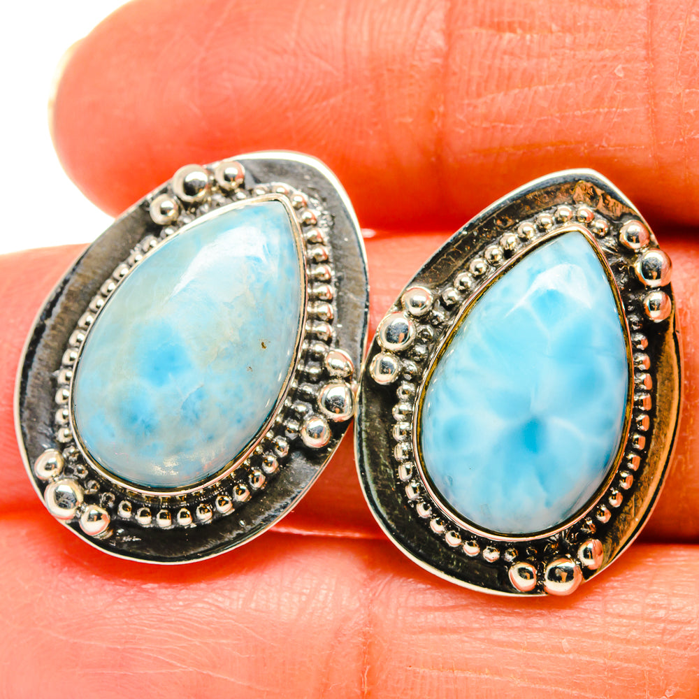 Larimar Earrings handcrafted by Anasilvercos - EARR425805