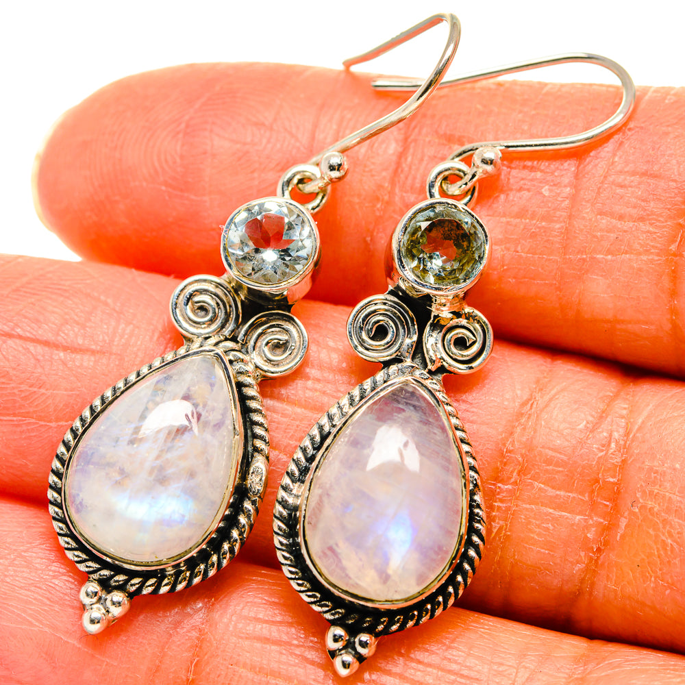 Rainbow Moonstone Earrings handcrafted by Anasilvercos - EARR425813