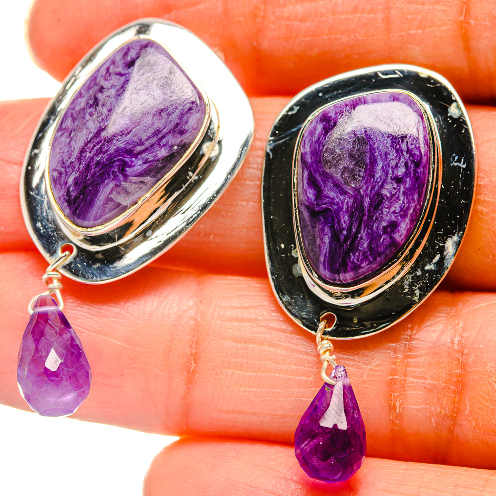 Charoite Earrings handcrafted by Anasilvercos - EARR425824