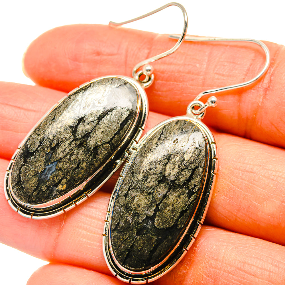 Pyrite Agate Earrings handcrafted by Anasilvercos - EARR425825