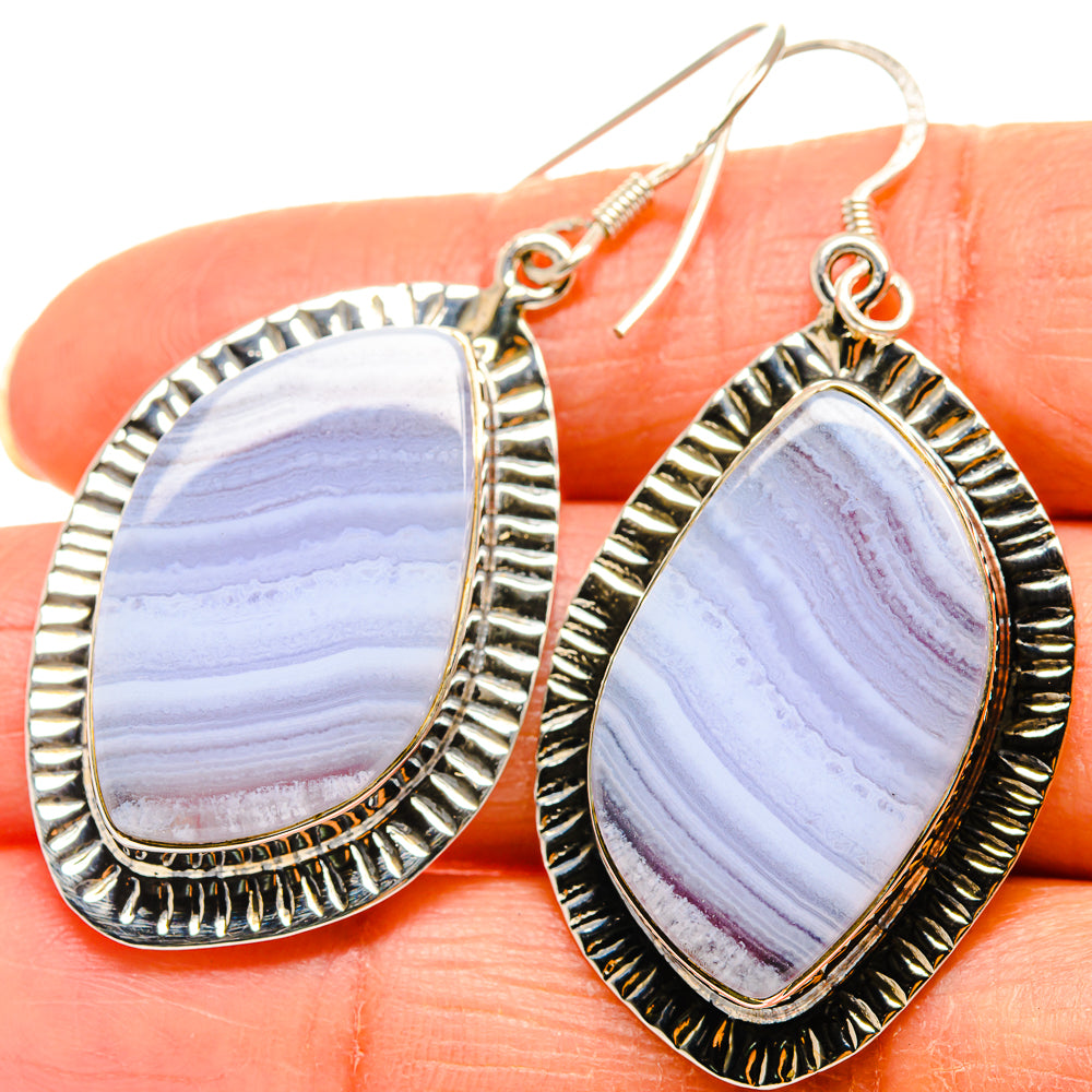Blue Lace Agate Earrings handcrafted by Anasilvercos - EARR425830