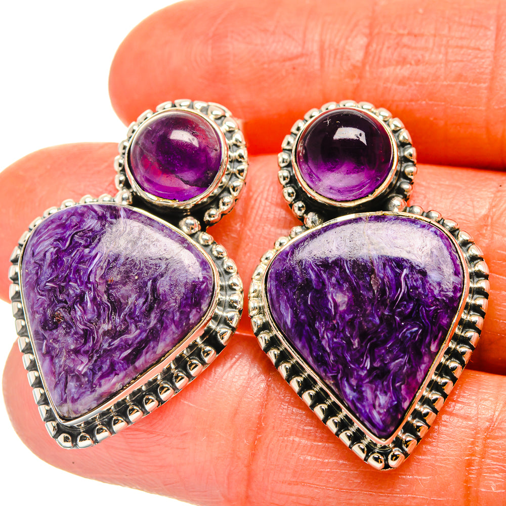 Charoite Earrings handcrafted by Anasilvercos - EARR425848