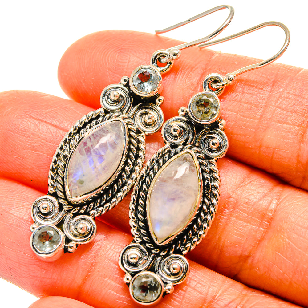 Rainbow Moonstone Earrings handcrafted by Anasilvercos - EARR425885