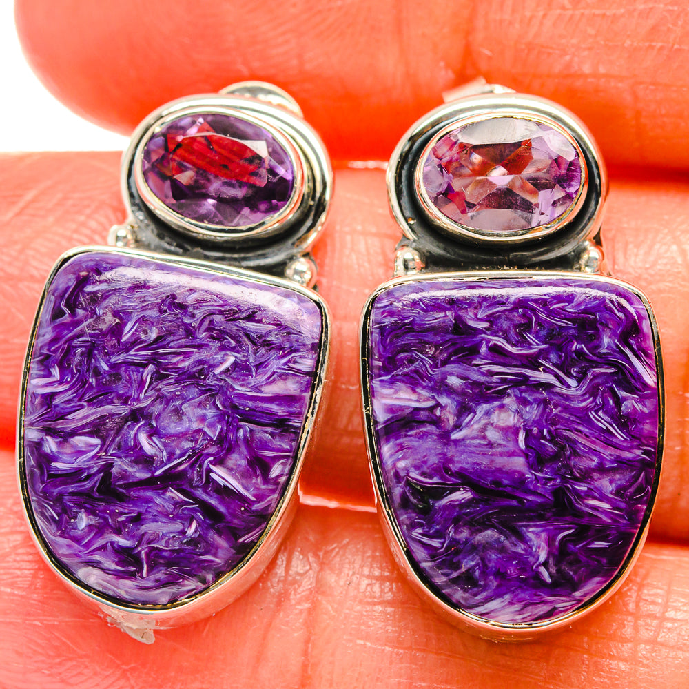 Charoite Earrings handcrafted by Anasilvercos - EARR425888