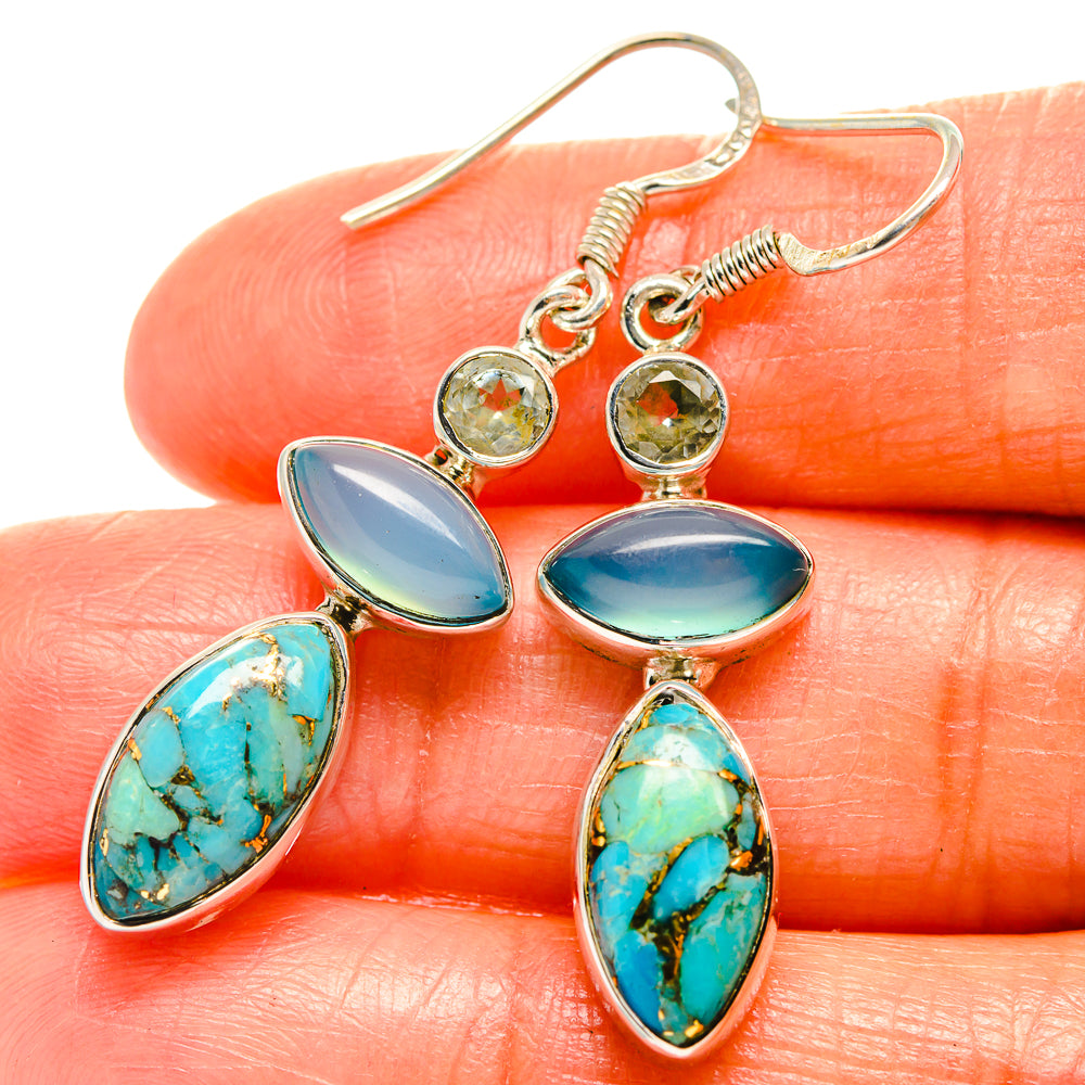 Blue Copper Composite Turquoise Earrings handcrafted by Anasilvercos - EARR425891