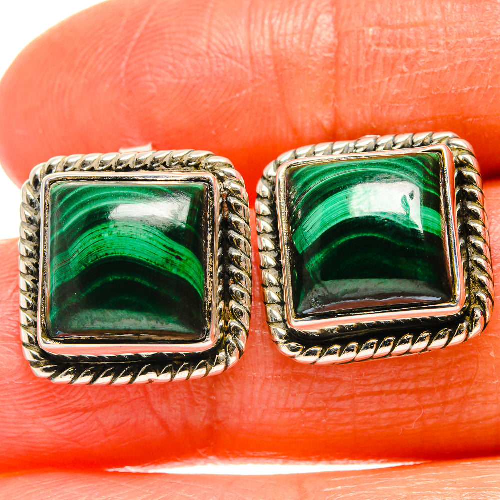 Malachite Earrings handcrafted by Anasilvercos - EARR425892