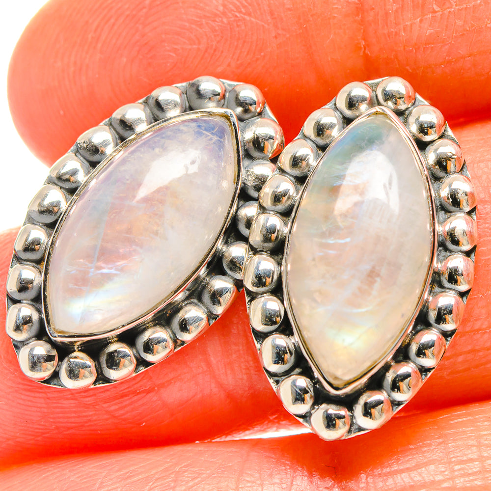 Rainbow Moonstone Earrings handcrafted by Anasilvercos - EARR425899