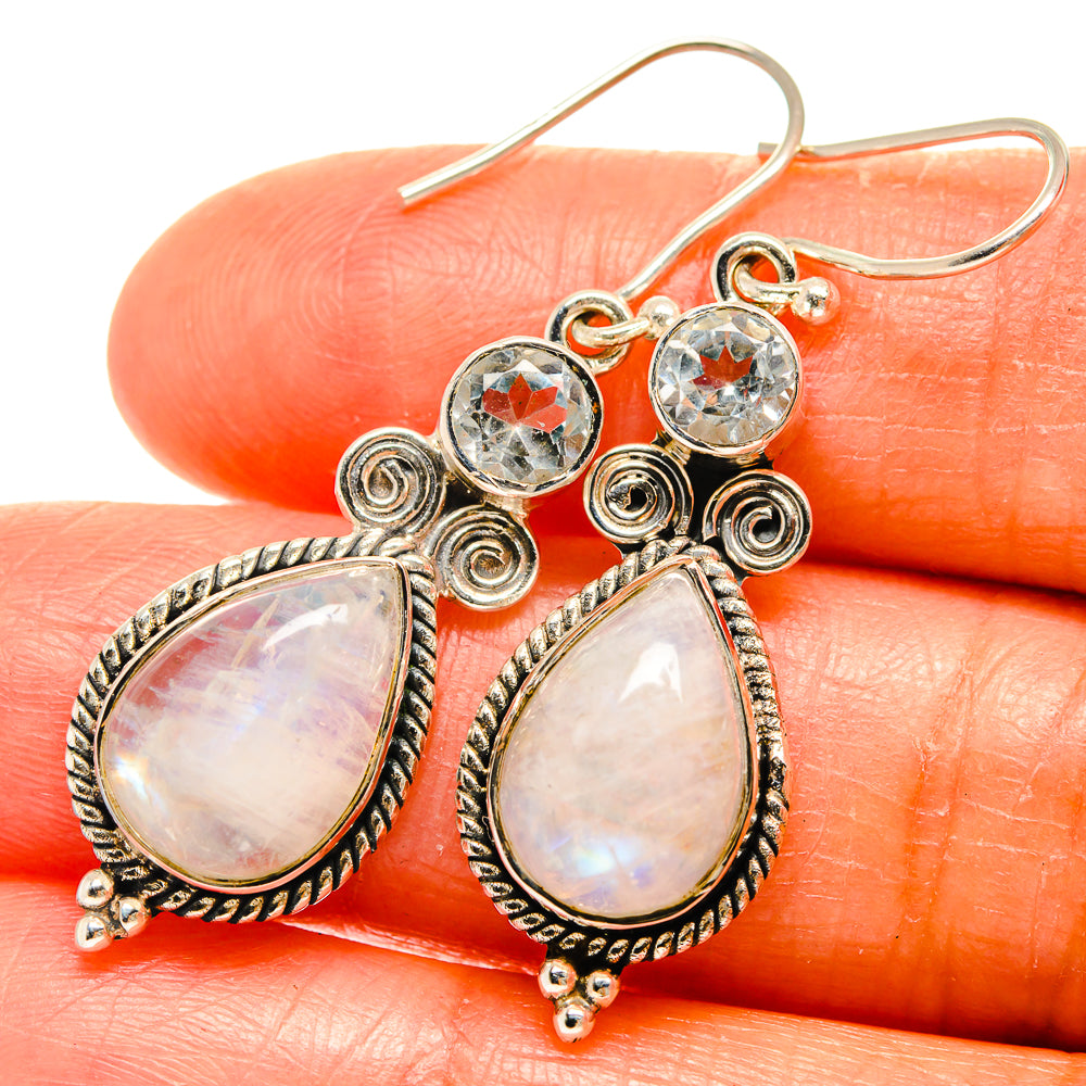 Rainbow Moonstone Earrings handcrafted by Anasilvercos - EARR425902