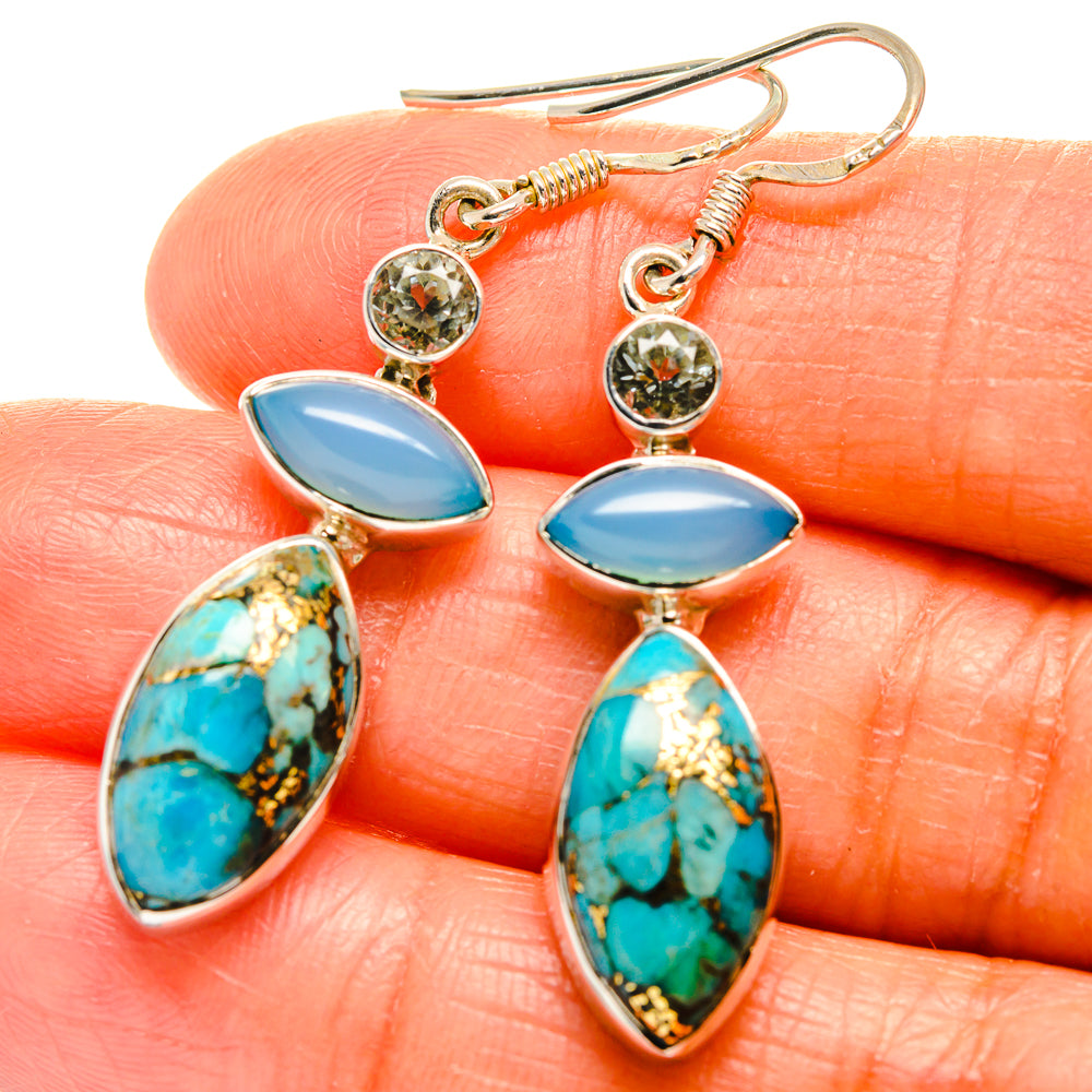 Blue Copper Composite Turquoise Earrings handcrafted by Anasilvercos - EARR425908