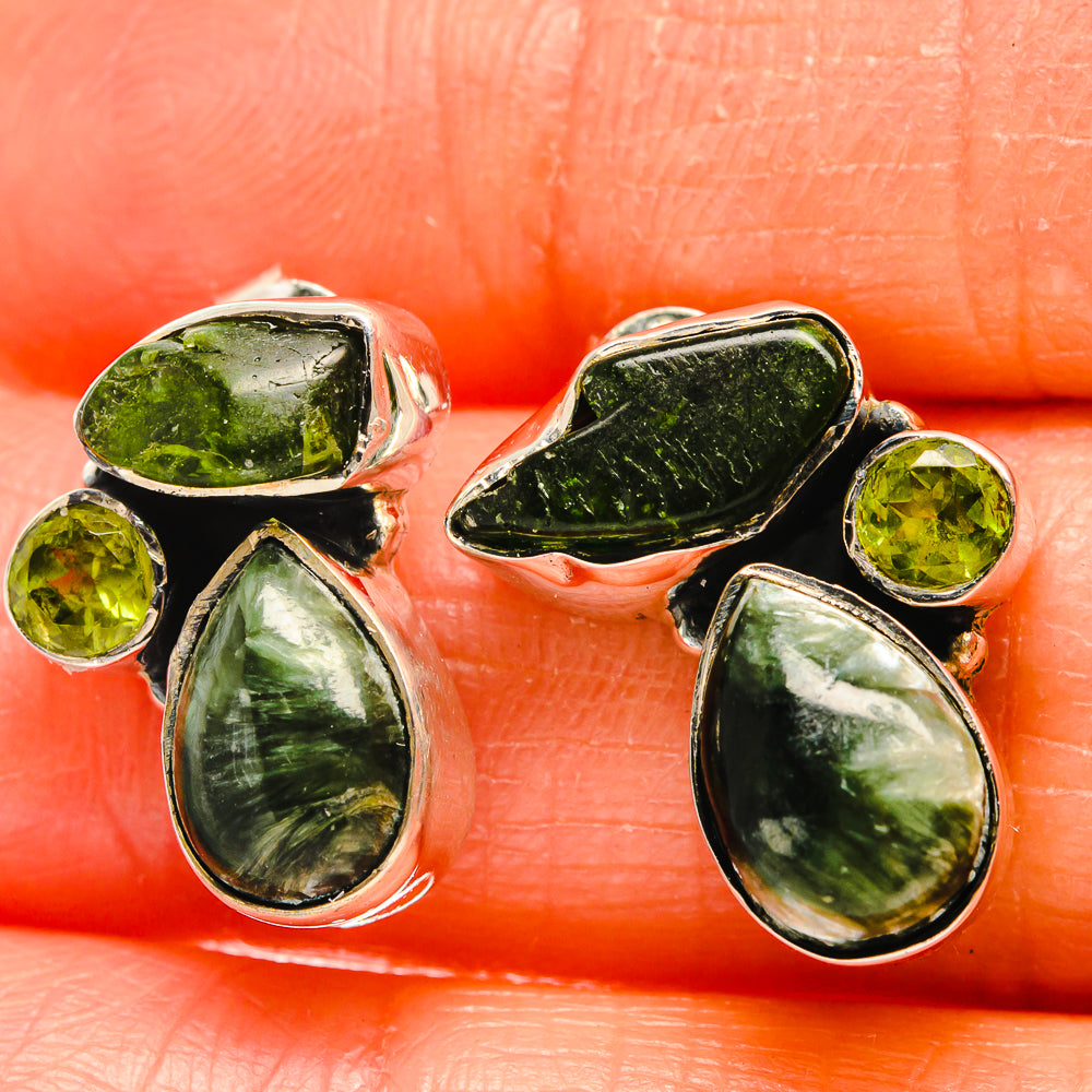 Seraphinite Earrings handcrafted by Anasilvercos - EARR425912