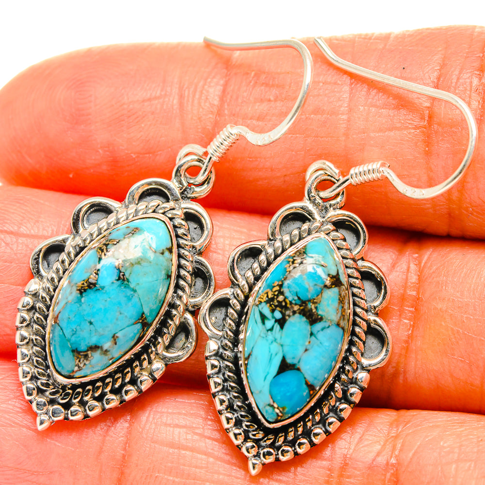 Blue Copper Composite Turquoise Earrings handcrafted by Anasilvercos - EARR425929