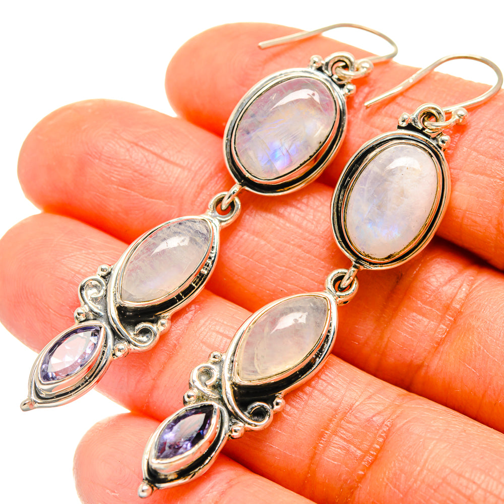 Rainbow Moonstone Earrings handcrafted by Anasilvercos - EARR425932