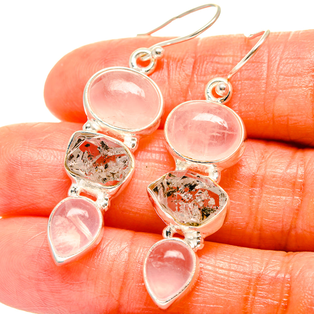 Rose Quartz Earrings handcrafted by Anasilvercos - EARR425939