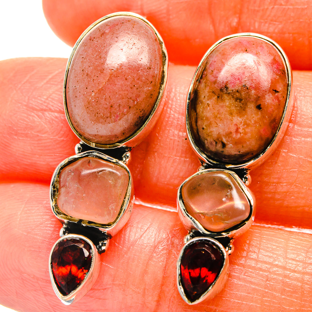 Rhodonite Earrings handcrafted by Anasilvercos - EARR425940