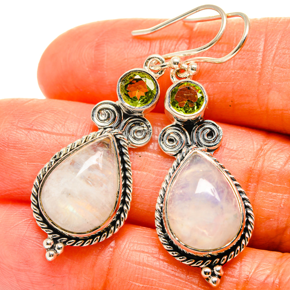 Rainbow Moonstone Earrings handcrafted by Anasilvercos - EARR425966