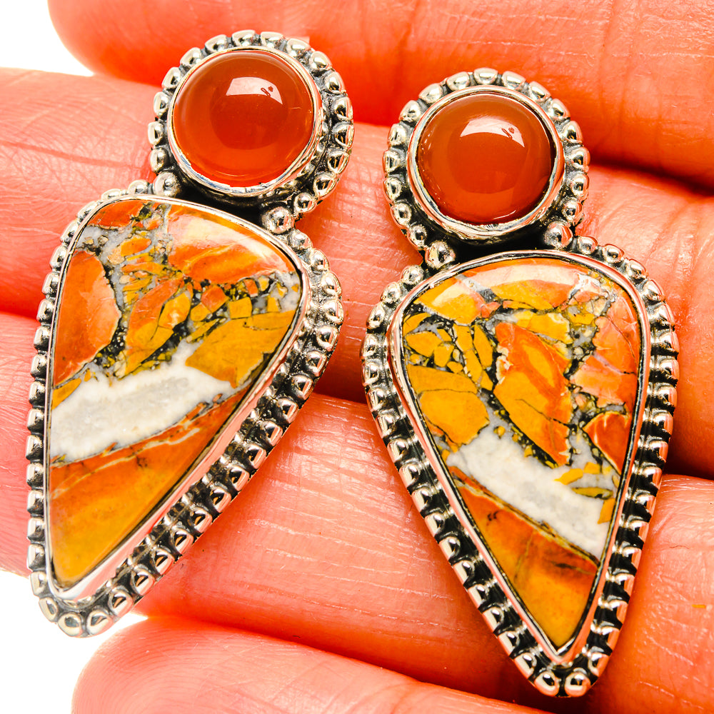 Orange Copper Composite Turquoise Earrings handcrafted by Anasilvercos - EARR425974