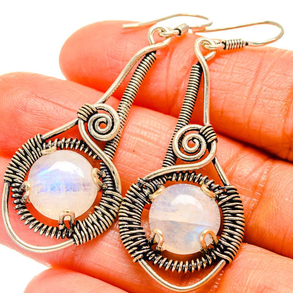 Rainbow Moonstone Earrings handcrafted by Anasilvercos - EARR425981