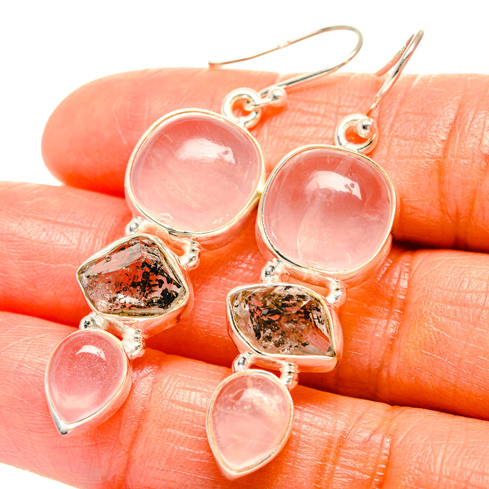 Rose Quartz Earrings handcrafted by Anasilvercos - EARR425989
