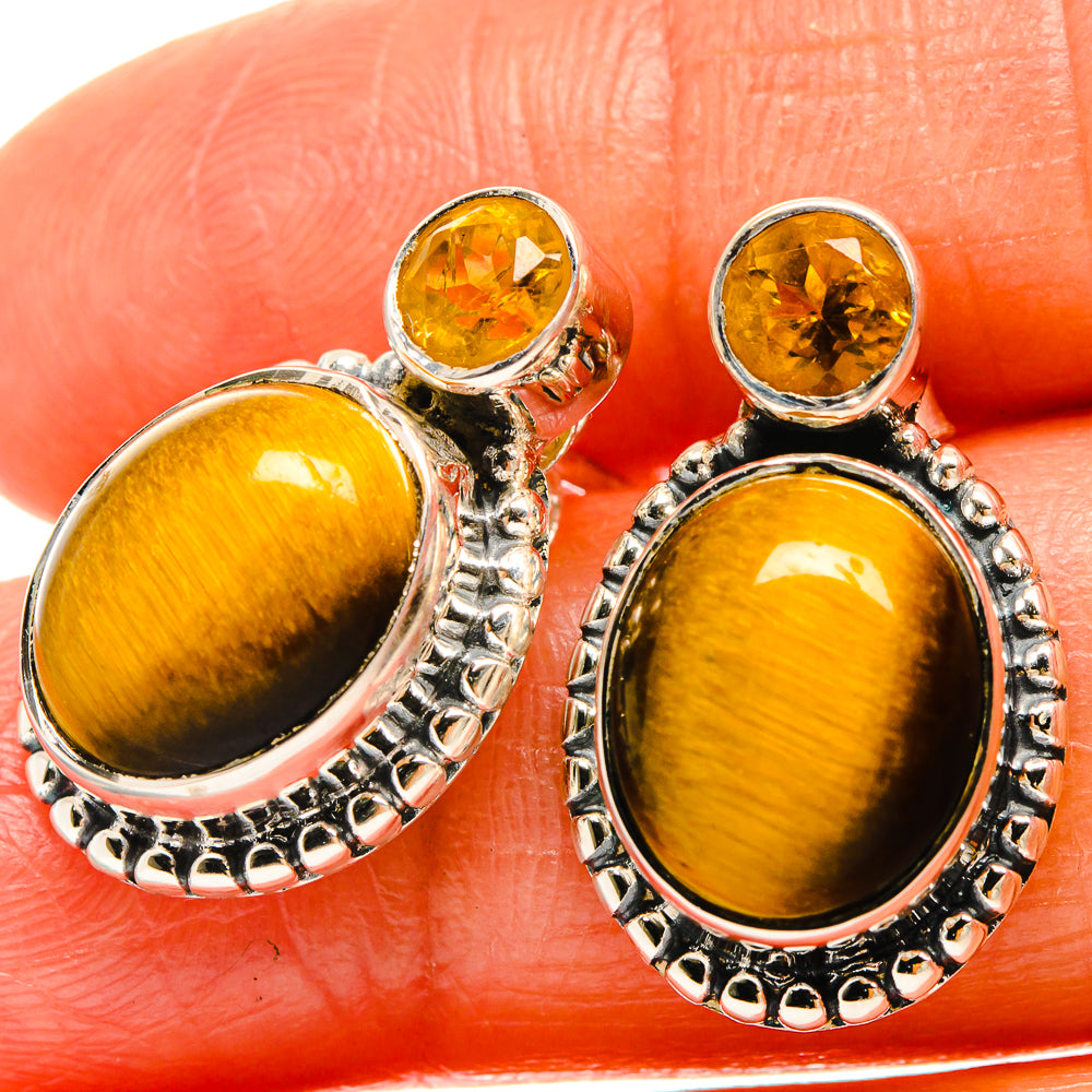 Tiger Eye Earrings handcrafted by Anasilvercos - EARR426006
