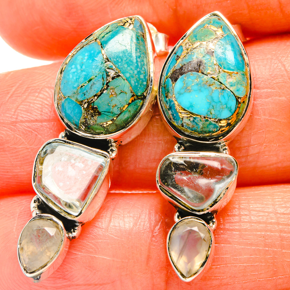 Blue Copper Composite Turquoise Earrings handcrafted by Anasilvercos - EARR426009