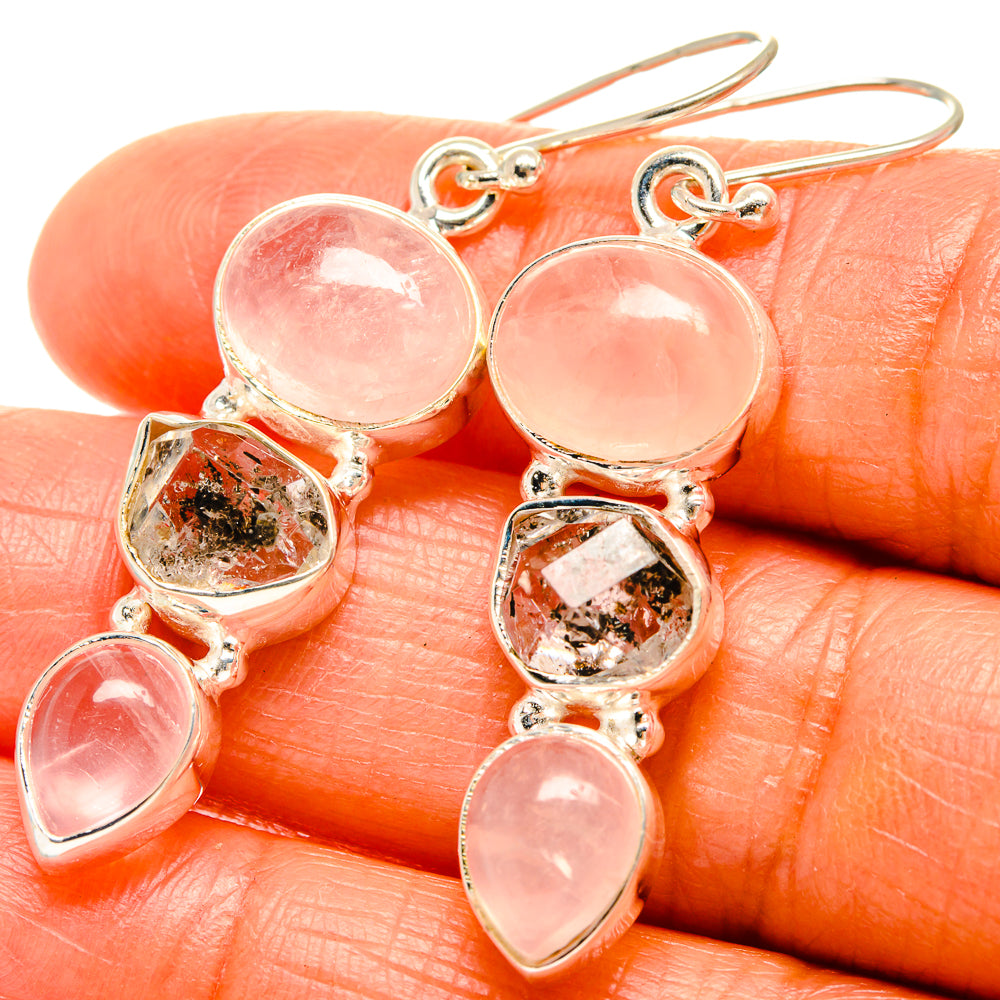 Rose Quartz Earrings handcrafted by Anasilvercos - EARR426019