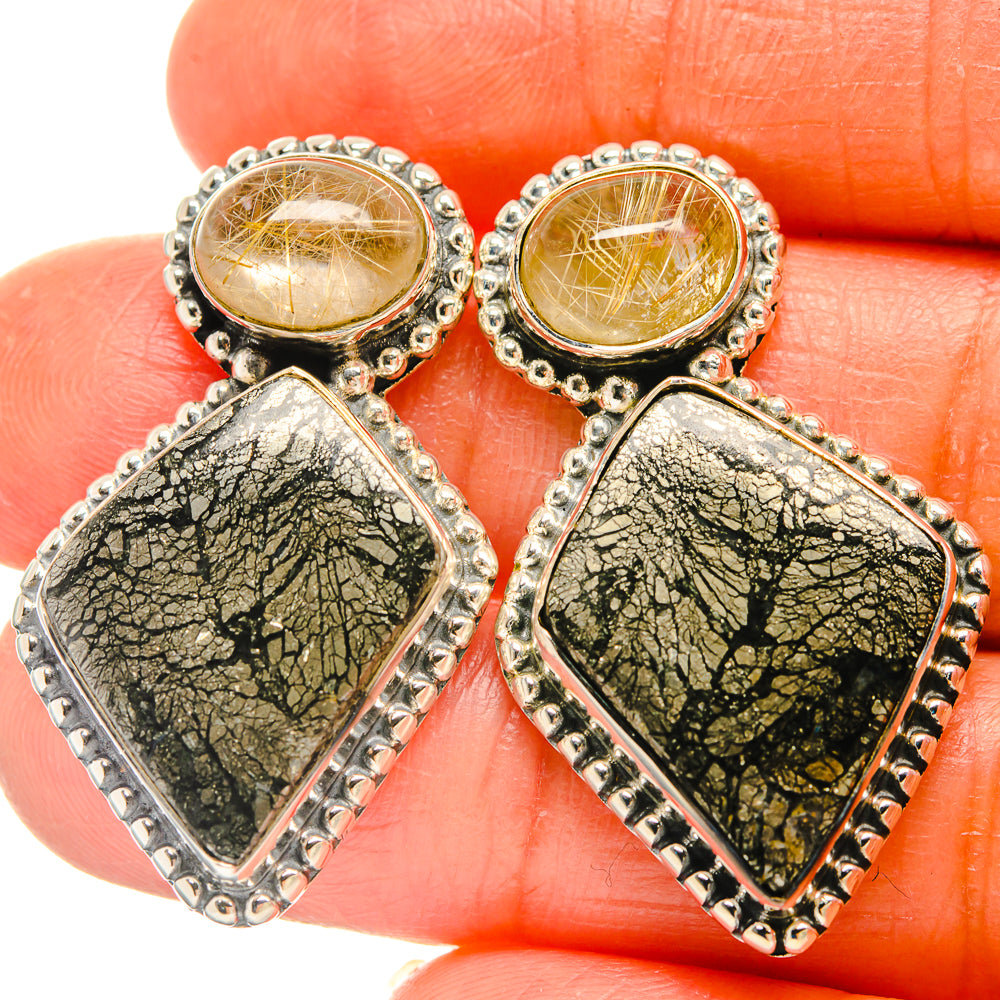 Pyrite Agate Earrings handcrafted by Anasilvercos - EARR426025