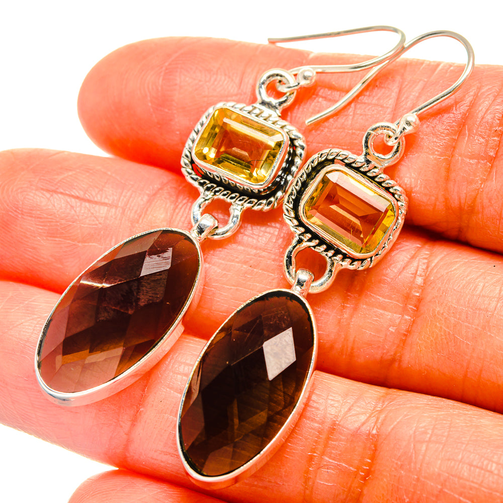 Smoky Quartz Earrings handcrafted by Anasilvercos - EARR426030
