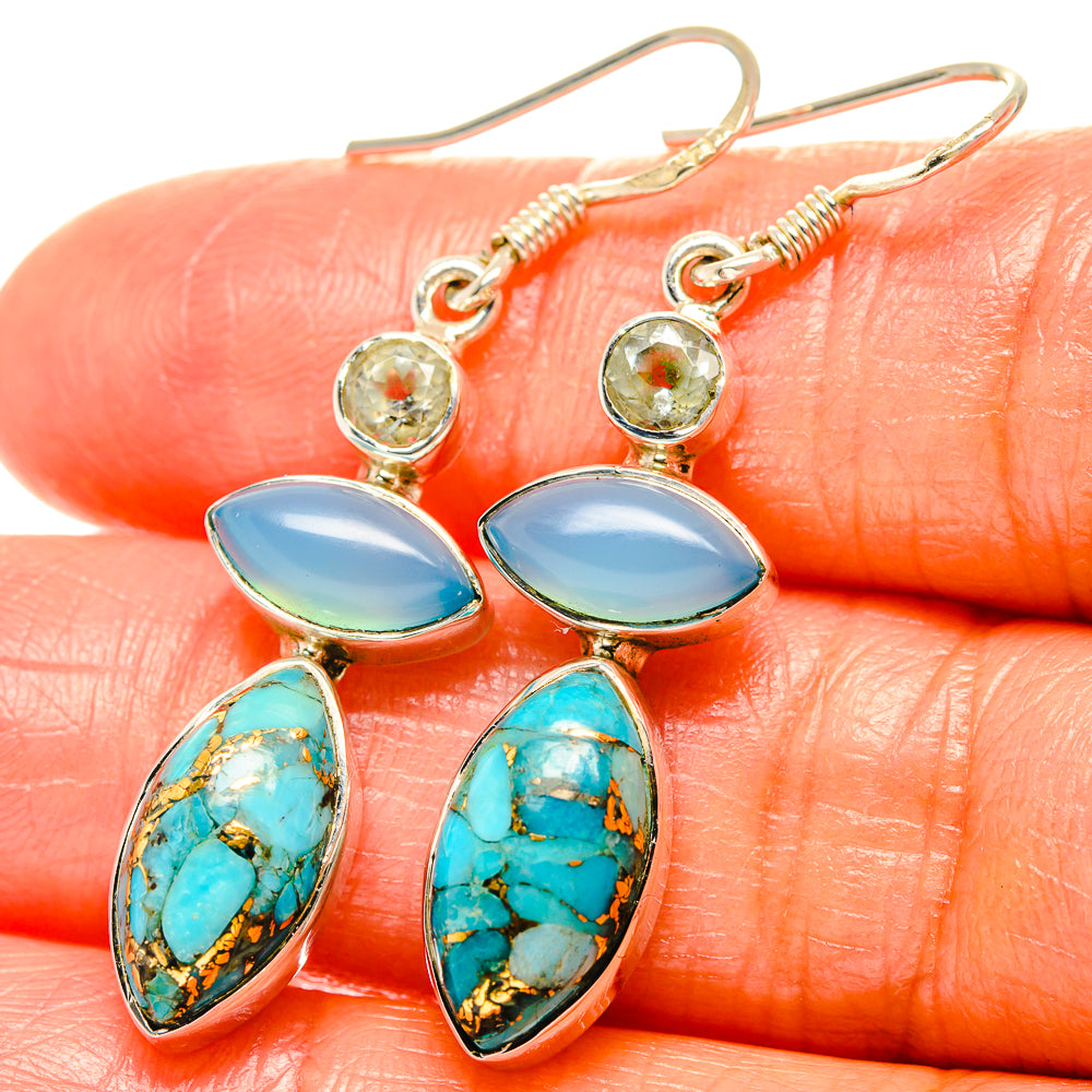 Blue Copper Composite Turquoise Earrings handcrafted by Anasilvercos - EARR426038