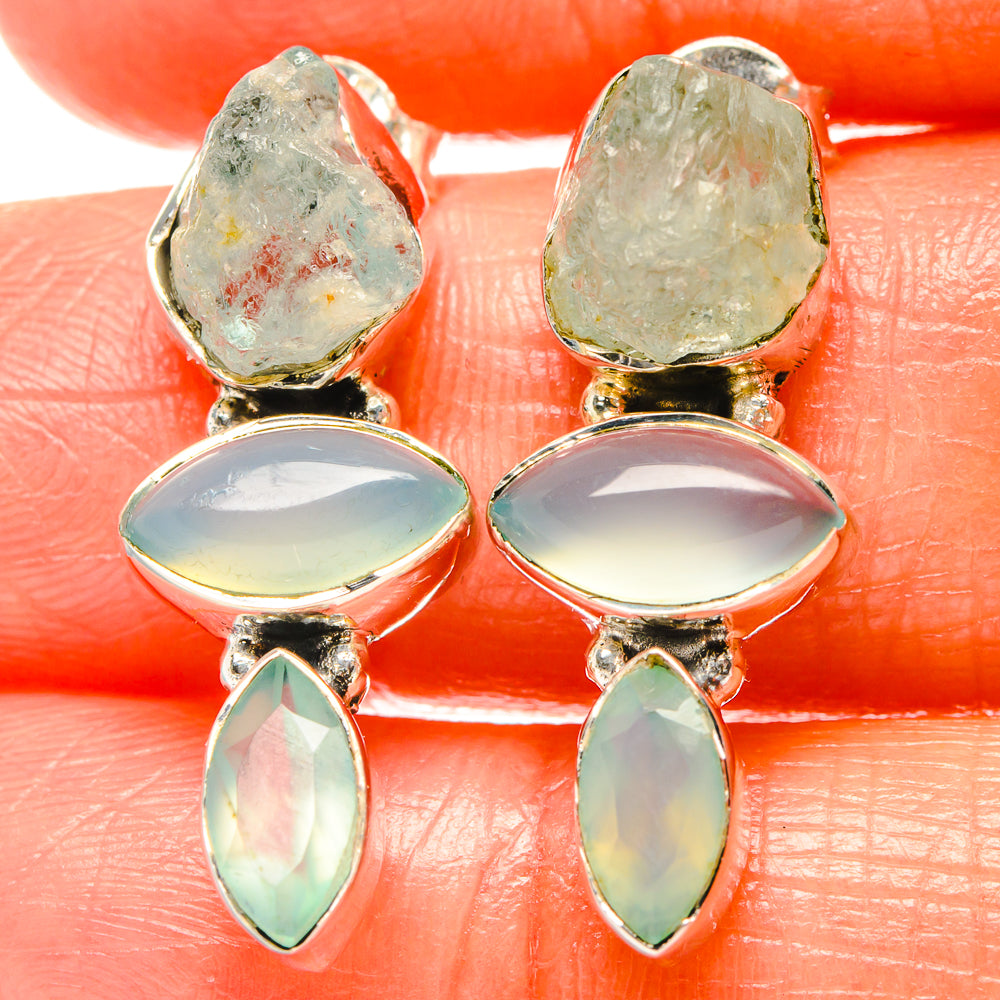 Aqua Chalcedony Earrings handcrafted by Anasilvercos - EARR426039