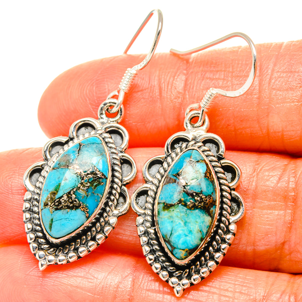 Blue Copper Composite Turquoise Earrings handcrafted by Anasilvercos - EARR426046