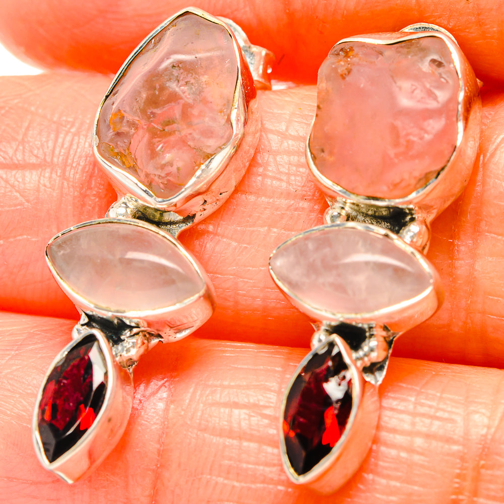Rose Quartz Earrings handcrafted by Anasilvercos - EARR426061