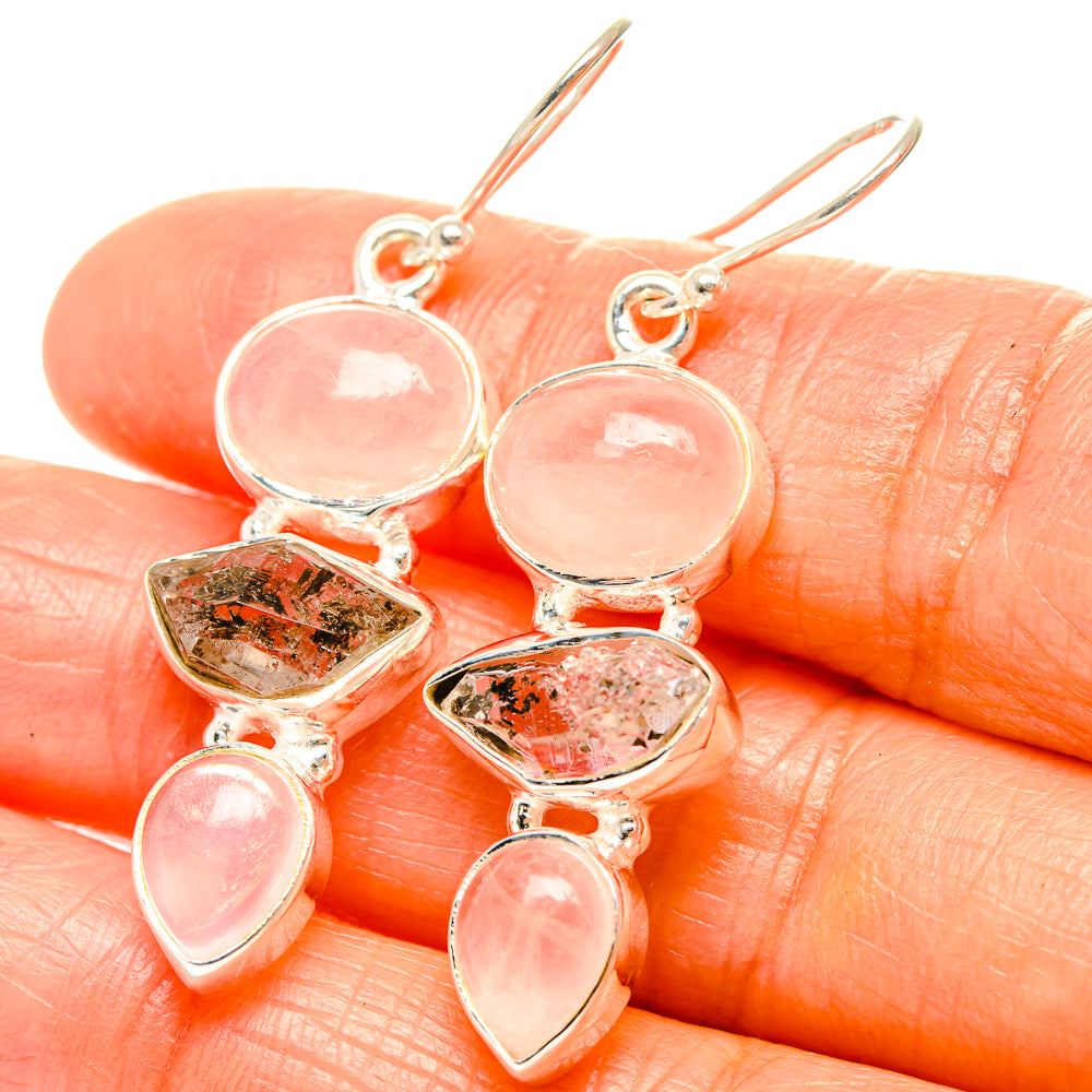 Rose Quartz Earrings handcrafted by Anasilvercos - EARR426067