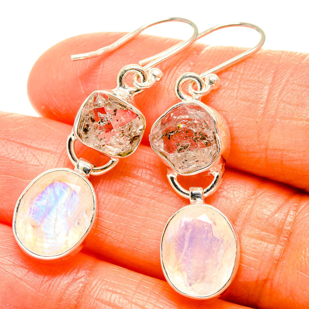 Rainbow Moonstone Earrings handcrafted by Anasilvercos - EARR426074